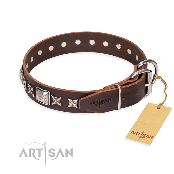 Dog collar made of oiled leather
