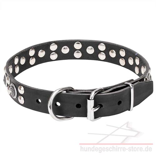 Leder Halsband für Hunde mit Dekor