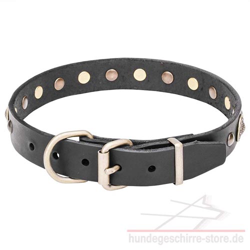 Leder Halsband für Hunde mit Schmuck