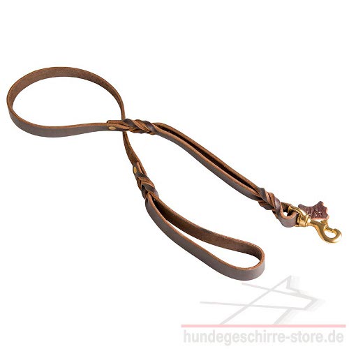 Genuine Leather dog leash 2 handles