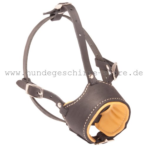 An original leather muzzle in black color