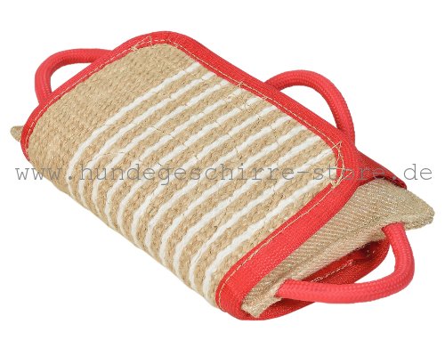 Beißkissen mit Bezug aus Jute