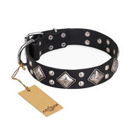 Hundehalsband Leder "Smart Geometry" FDT Artisan in Schwarz Hundehalsband Leder "Smart Geometry" FDT Artisan in Schwarz