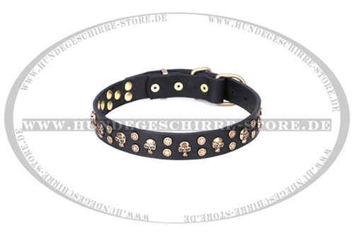 Luxus Hundehalsband aus Leder "Pirate Skulls"