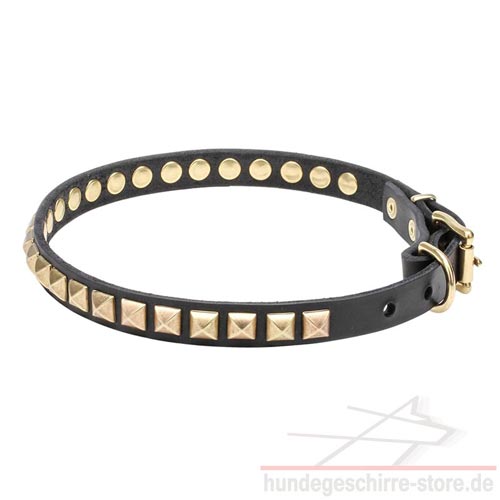 Design Lederhalsband Messingpyramiden Dünnes Design