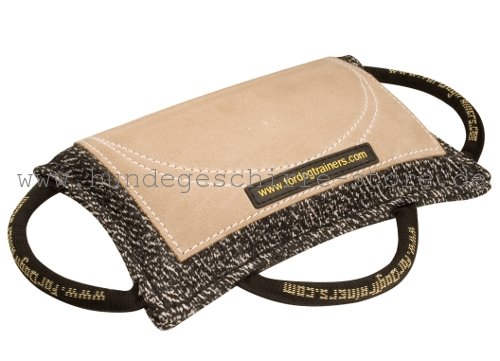 Beißkissen mit 3 Handgriff-Schlaufen und Leder-Einsatz