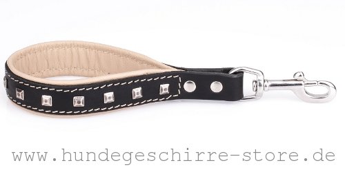 Hundeleine aus Leder mit Nieten-Dekor, kurz