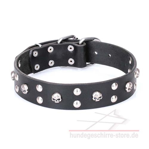 Hundehalsband aus Leder mit Verzierung im Pirat-Stil
