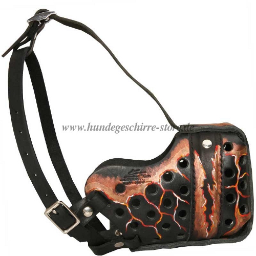 Maulkorb aus Leder mit Magma Muster für Stoßarbeit