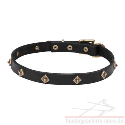 Leder Hundehalsband mit Messing Rhomben Super Stark