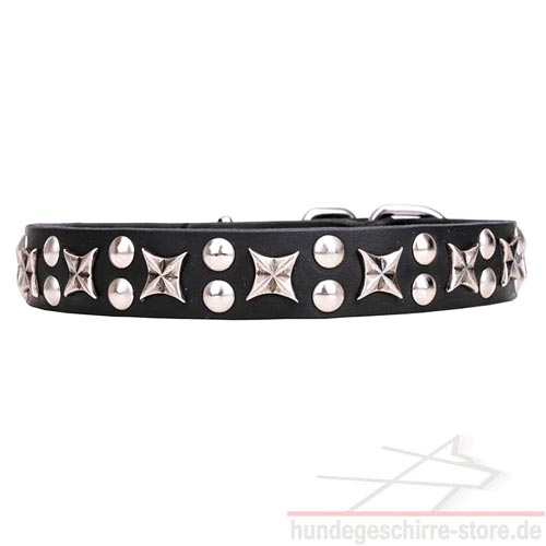 Collars Genuine leather with stars and studs Star Design