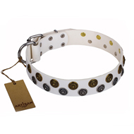 Hundehalsband aus Leder in Weiß "Snowflake" FDT Artisan, schön Hundehalsband aus Leder in Weiß "Snowflake" FDT Artisan, schön