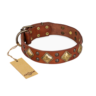 Hundehalsband Leder breit "Flight of Fancy" FDT Artisan, tan Hundehalsband Leder breit "Flight of Fancy" FDT Artisan, tan