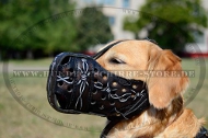 Leder Maulkorb mit Stacheldraht-Bemalung für Golden Retriever Leder Maulkorb mit Stacheldraht-Bemalung für Golden Retriever