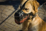Maulkorb aus Leder mit Flamme-Handbemalung für Golden Retriever Maulkorb aus Leder mit Flamme-Handbemalung für Golden Retriever